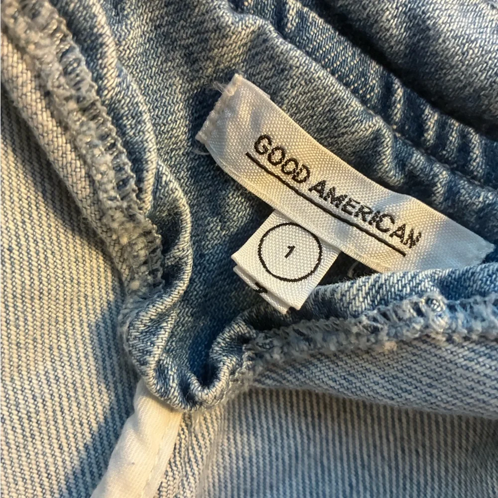 Good American Light Blue Denim Belted Trench Coat - Picture 5 of 5